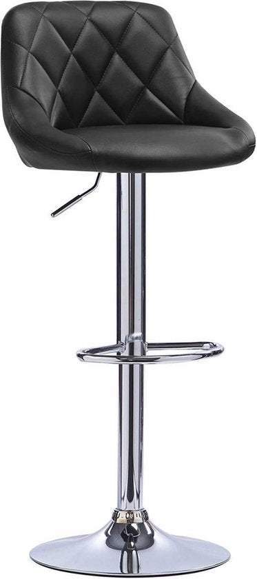 Designer Barkruk Gita - Met rugleuning - Stevig - Ergonomische barstoel - Zithoogte 60 - 82cm - Zwart - Set van 2 - Keuken en bar - In hoogte verstelbaar