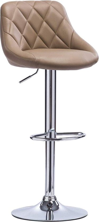 Designer Barkruk Erlo - Met rugleuning - Stevig - Ergonomische barstoel - Zithoogte 60 - 82cm - Beige - Set van 2 - Keuken en bar - In hoogte verstelbaar