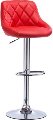 Designer Barkruk Lerino - Met rugleuning - Stevig - Ergonomische barstoel - Zithoogte 60 - 82cm - Rood - Set van 2 - Keuken en bar - In hoogte verstelbaar