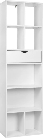 Happyment Open Boekenkast Gerry - 9 Vakken - 1 Lade - Wit - Boekenkast - Boekenrek - Woonkamer, slaapkamer en kinderkamer - Hout - 50 x 24 x 168cm