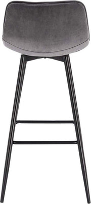 Barkruk Ditta Industrial - Donkergrijs - Barkrukken set van 2 - Barstoel Kruk - Barstoelen met rugleuning - Keukenstoel - Velvet