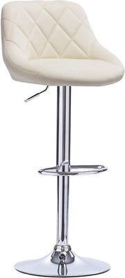 Designer Barkruk Memo - Met rugleuning - Stevig - Ergonomische barstoel - Zithoogte 60 - 82cm - Creme - Set van 2 - Keuken en bar - In hoogte verstelbaar