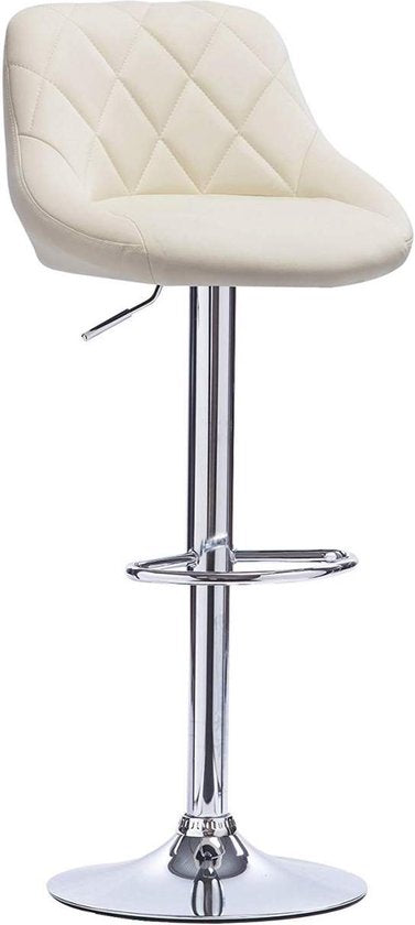 Designer Barkruk Memo - Met rugleuning - Stevig - Ergonomische barstoel - Zithoogte 60 - 82cm - Creme - Set van 2 - Keuken en bar - In hoogte verstelbaar