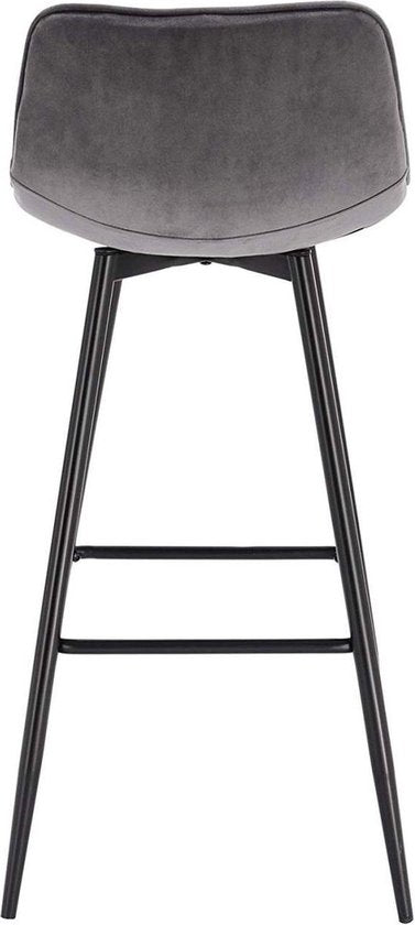 Bolt Edge Barkruk Industrial - Donkergrijs - Set van 2 - Barstoel met rugleuning - Velvet Keukenstoel
