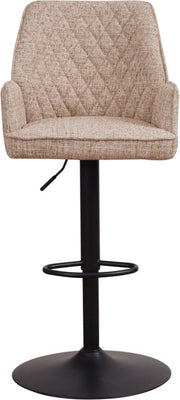 Barkruk deluxe met rugleuning en armleuning - Wit - Modern Design - Voetsteun - Voor Keuken en Bar - Set van 1 - Chenille