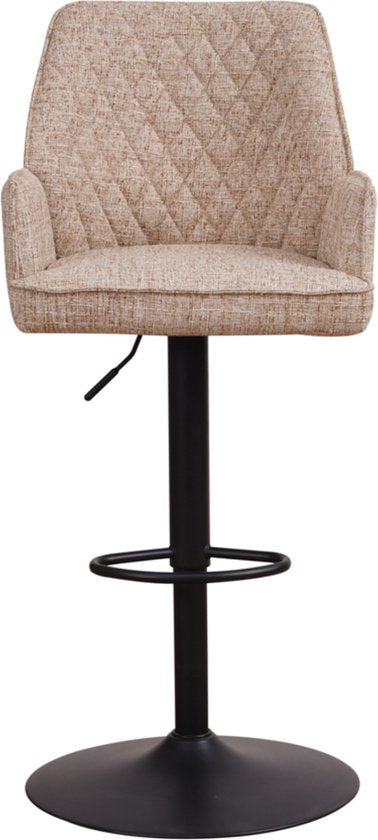 Barkruk deluxe met rugleuning en armleuning - Wit - Modern Design - Voetsteun - Voor Keuken en Bar - Set van 1 - Chenille