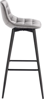 Barkrukken - Lichtgrijs - Set van 2 - Velvet Barstoelen met Rugleuning - Keukenstoelen