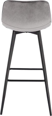 Barkruk Merdi Industrial - Lichtgrijs - Barkrukken set van 2 - Barstoel Kruk - Barstoelen met rugleuning - Keukenstoel - Velvet