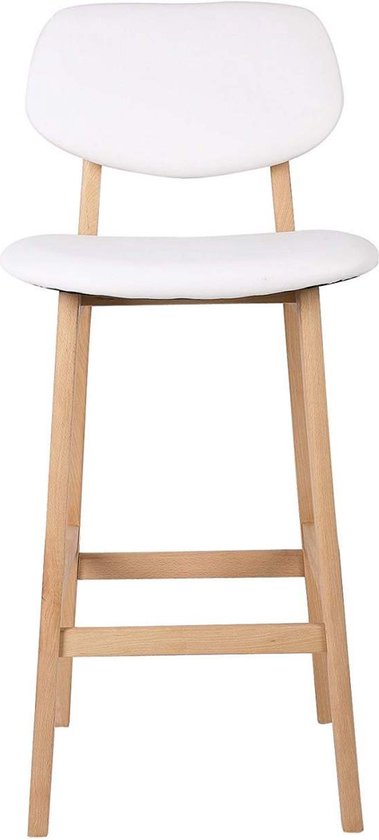 Barkrukken Riva - Set van 2 - Met rugleuning - Houten frame - Barstoelen ergonomisch - Keuken - Wit - Zithoogte 65cm