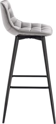 Barkruk Merdi Industrial - Lichtgrijs - Barkrukken set van 2 - Barstoel Kruk - Barstoelen met rugleuning - Keukenstoel - Velvet