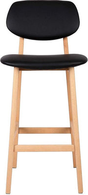 Barkrukken - Set van 2 - Houten Frame - Zwart - Ergonomisch - Met Rugleuning - Zithoogte 65 cm