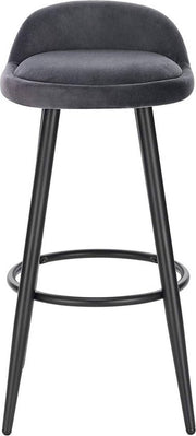 Velvet Barkrukken Tokio - Set van 2 - Grijs - Met rugleuning - Barstoelen ergonomisch - Keuken - Zithoogte 69cm
