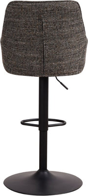 Happyment Barkruk Zizi - Met rugleuning en armleuning - Donkergrijs - Modern Design - Voetsteun - Voor Keuken en Bar - Set van 1 - Chenille