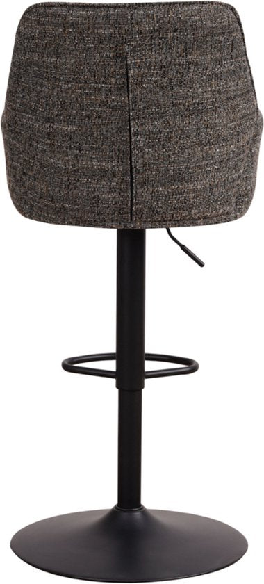 Happyment Barkruk Zizi - Met rugleuning en armleuning - Donkergrijs - Modern Design - Voetsteun - Voor Keuken en Bar - Set van 1 - Chenille