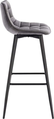 Barkruk Ditta Industrial - Donkergrijs - Barkrukken set van 2 - Barstoel Kruk - Barstoelen met rugleuning - Keukenstoel - Velvet