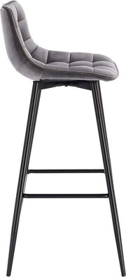 Bolt Edge Barkruk Industrial - Donkergrijs - Set van 2 - Barstoel met rugleuning - Velvet Keukenstoel