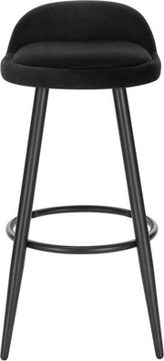 Velvet Barkruk - Zwart - Kleine Rugleuning - Ergonomisch - Zithoogte 69cm