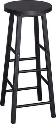 Hoge Barkruk - Zwart - Set van 2 - Barstoelen zonder rugleuning - Houten Keukenkruk