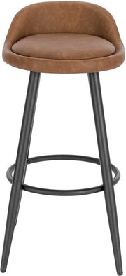 Leren Barkruk - Bruin - Ergonomisch - Kleine rugleuning - Zithoogte 69cm - Set van 1