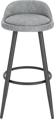 Leren Barkruk Nila - Barstoelen ergonomisch - Set van 1 - Grijs - Met kleine rugleuning - Voor Keuken & bar - Zithoogte 69cm