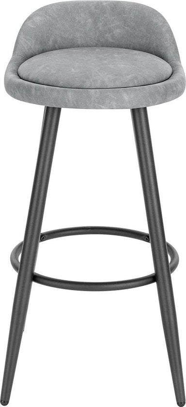 Bolt Edge Leren Barkruk - Grijs - Ergonomisch - Kleine rugleuning - Zithoogte 69cm - Set van 1