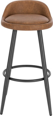 Leren Barkrukken London - Set van 2 - Bruin - Met rugleuning - Barstoelen ergonomisch - Keuken - Zithoogte 69cm