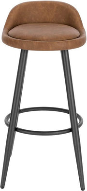 Leren Barkruk Malino - Barstoelen ergonomisch - Set van 1 - Bruin - Met kleine rugleuning - Voor Keuken & bar - Zithoogte 69cm