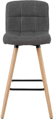 Barkruk Nelson - Met hoge rugleuning - Linnen - Barstoelen - Ergonomisch - Zithoogte 70cm - Donkergrija - Set van 2 - Keuken en bar