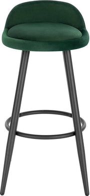 Velvet Barkruk - Ergonomisch - Donkergroen - Kleine rugleuning - Zithoogte 69cm