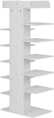 12-Laags Schoenenrek - Witte Schoenenkast voor Hal en Woonkamer - Ruimtebesparende Plank en Houten Schoenenopslag Organizer