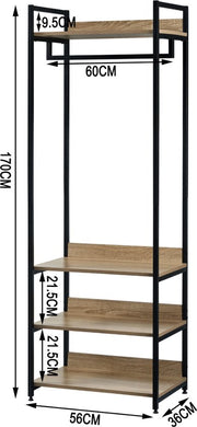 Happyment Staande Kapstok Hubert - Met schoenenrek - Vintage - XL Garderoberek - Kapstokhaak - Hout & metaal - 3 planken