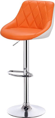 Barkrukken Madrid - Met rugleuning - Kunstleer - Set van 2 - Keuken - Barstoelen ergonomisch - Oranje - Verstelbaar in hoogte - Zithoogte 60-82cm