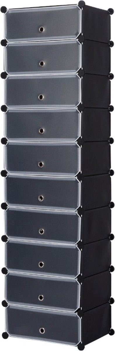 Happyment Sneakerbox Deluxe - Zwart - 10 stuks - Schoenenbox - Schoenenrek - Opbergbox - Schoenendoos - Opbergsysteem