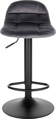 Barkrukken Riva - Met rugleuning - Barstoelen ergonomisch - Keuken - Donkergrijs - Verstelbaar in hoogte - Set van 2 - Zithoogte 62-83cm - Velvet