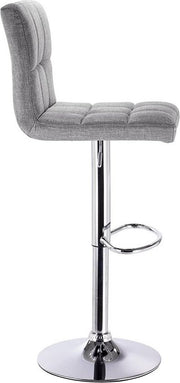 Barkruk Vio Industrial Lichtgrijs - Barkrukken set van 1 - Barstoel Kruk - Barstoelen met rugleuning - Keukenstoel - In hoogte verstelbaar - Linnen