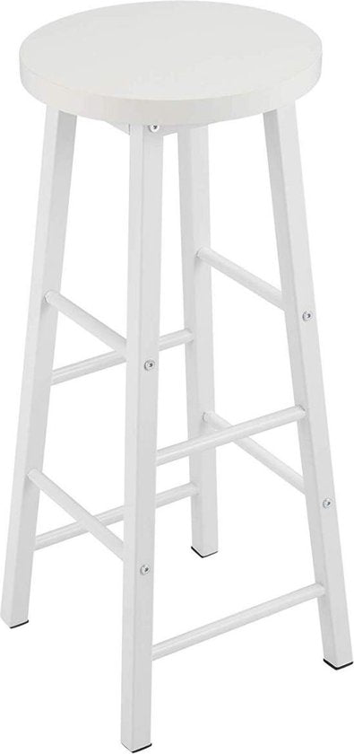 Hoge barkrukken Parijs - Zithoogte 71cm - Wit - Set van 2 - Keuken - Barstoelen - Zonder rugleuning - Hout