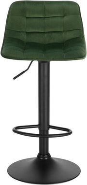Velvet Barkrukken Lozi - In hoogte verstelbaar - Met rugleuning - Set van 2 - Donkergroen - Barstoelen ergonomisch - Keuken en bar - Zithoogte 59-81cm