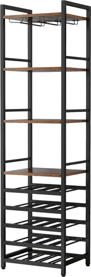 Wijnrek voor 12 flessen - Wijnkast - 6 lagen - Barkast - Glazenhouder - Bar, keuken of woonkamer