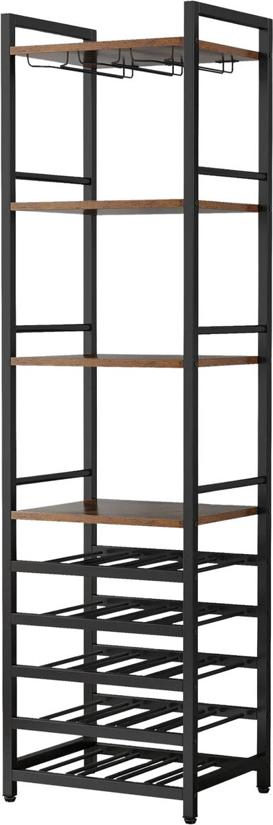 Wijnrek voor 12 flessen - Wijnkast - 6 lagen - Barkast - Glazenhouder - Bar, keuken of woonkamer