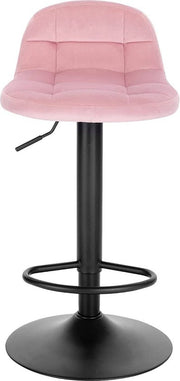 Barkrukken Ziva - Met rugleuning - Barstoelen ergonomisch - Keuken - Roze - Verstelbaar in hoogte - Set van 2 - Zithoogte 62-83cm - Velvet
