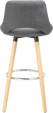 Barkruk - Industrial Design - Donkergrijs - Stoffen Barstoel met Rugleuning - Set van 1 - Keukenstoel