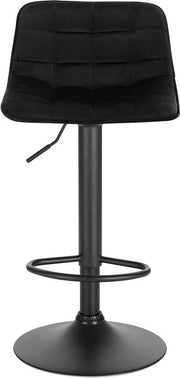 Barkrukken Vero Velvet - Met rugleuning - Zwart - Set van 2 - Keuken - Barstoelen ergonomisch - Verstelbaar in hoogte - Zithoogte 60-82cm