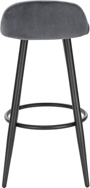 Velvet Barkrukken Tokio - Set van 2 - Grijs - Met rugleuning - Barstoelen ergonomisch - Keuken - Zithoogte 69cm