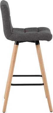 Barkruk Nelson - Met hoge rugleuning - Linnen - Barstoelen - Ergonomisch - Zithoogte 70cm - Donkergrija - Set van 2 - Keuken en bar