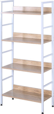 Happyment open boekenkast Bila - 4 planken - Voor kantoor - woonkamer - slaapkamer - 60 x 27.5 x 126 - industrieel ontwerp - vintage Wit/Oak