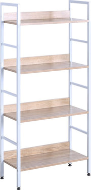 Happyment open boekenkast Bila - 4 planken - Voor kantoor - woonkamer - slaapkamer - 60 x 27.5 x 126 - industrieel ontwerp - vintage Wit/Oak
