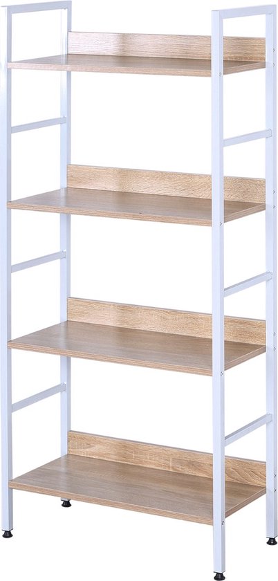 Bolt Edge Boekenkast Bila - 4 Planken - Vintage Wit/Oak - Kantoor - Woonkamer - Industrieel