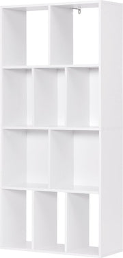Happyment Open Boekenkast Dada - 10 Vakken - Wit - Boekenkast - Boekenrek - Woonkamer, slaapkamer en kinderkamer - Hout - 60x20x120cm