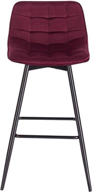 Bolt Edge Barkruk - Industrial - Rood - Velvet - Met rugleuning - Set van 2