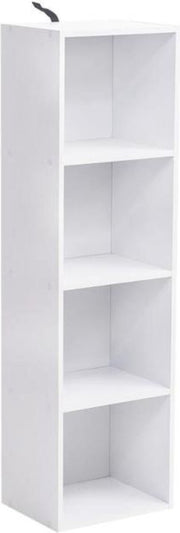Happyment Boekenkast Hilda - Opbergrek - 4 Lagen - Open Planken - Kantoor - Woonkamer - Slaapkamer - 30x24x106 cm - Wit